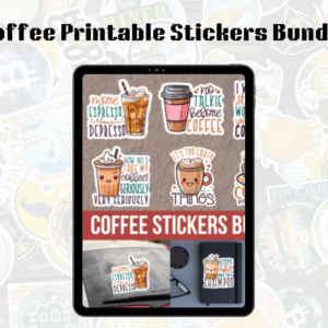 Coffee Lover Printable Stickers, PNG Stickers Bundle, Sublimation Stickers, DIY Craft Stickers, Aesthetic Coffee Stickers, Cute Planner Stickers